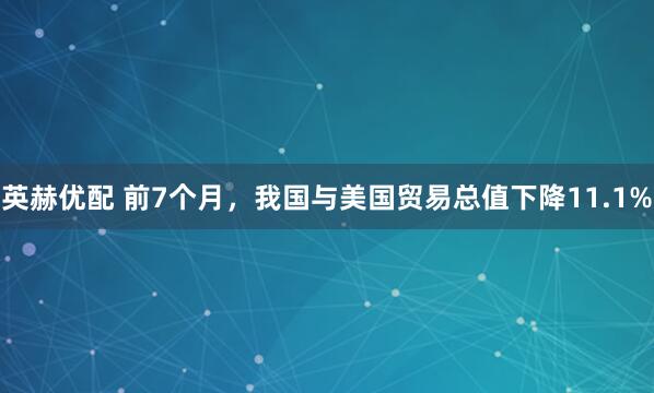 英赫优配 前7个月，我国与美国贸易总值下降11.1%